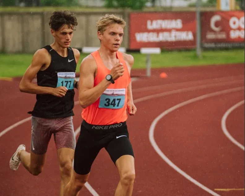 Arturs racing on the track at a meet in Latvia